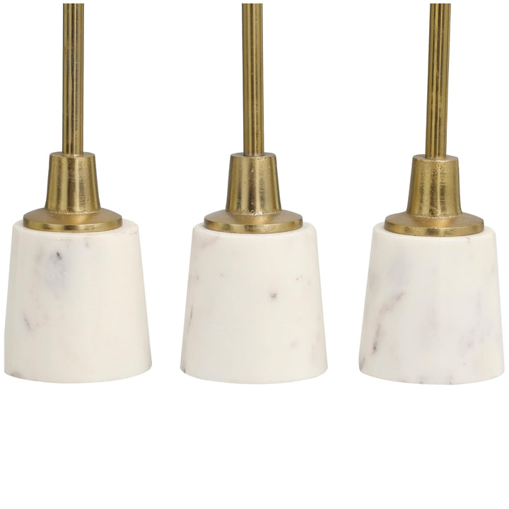 Gold Slim Candle Holder with White Marble Base (Set of 3) - Diamond Home USA
