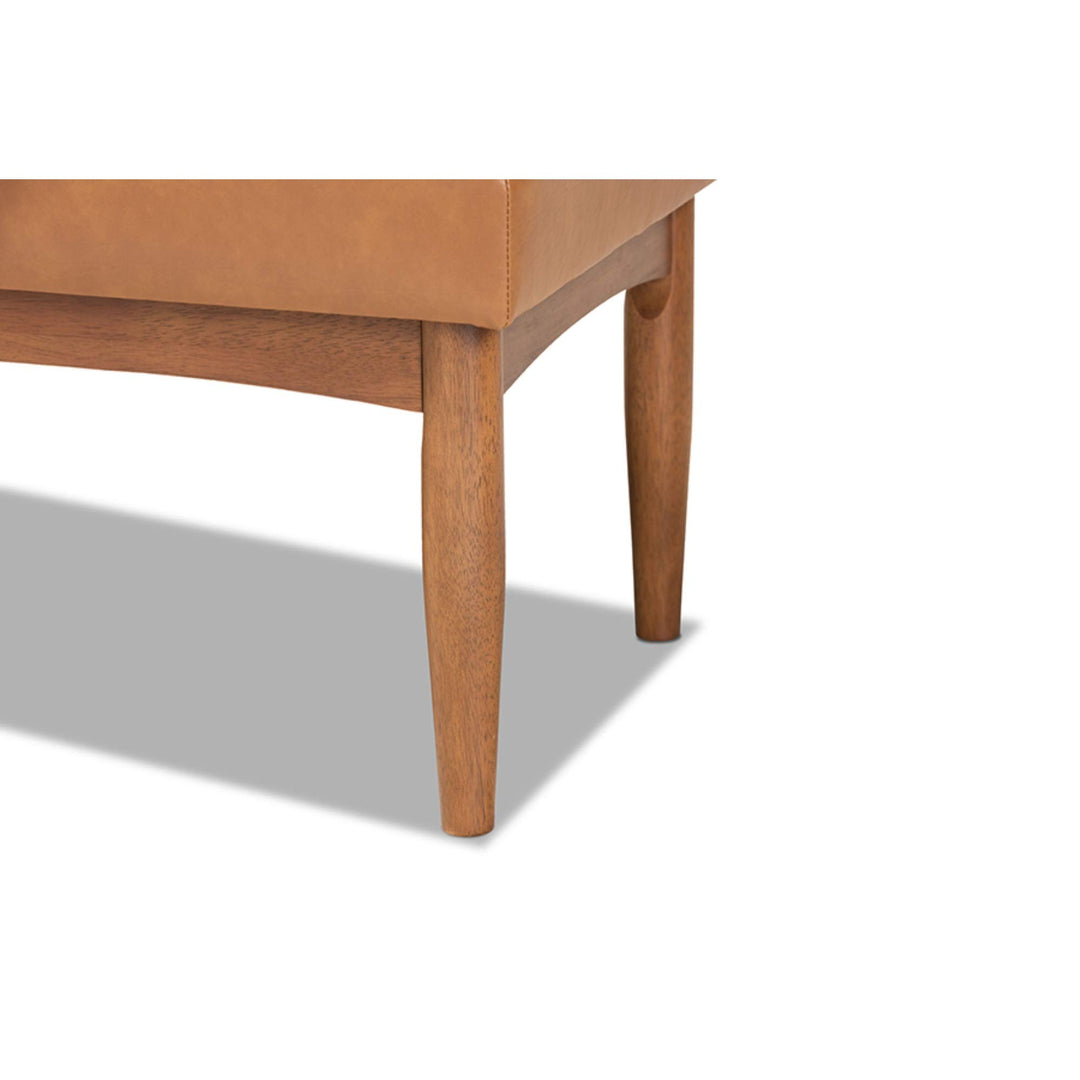 Baxton Studio Arvid Mid-Century Modern Tan Faux Leather Upholstered and Walnut - Diamond Home USA