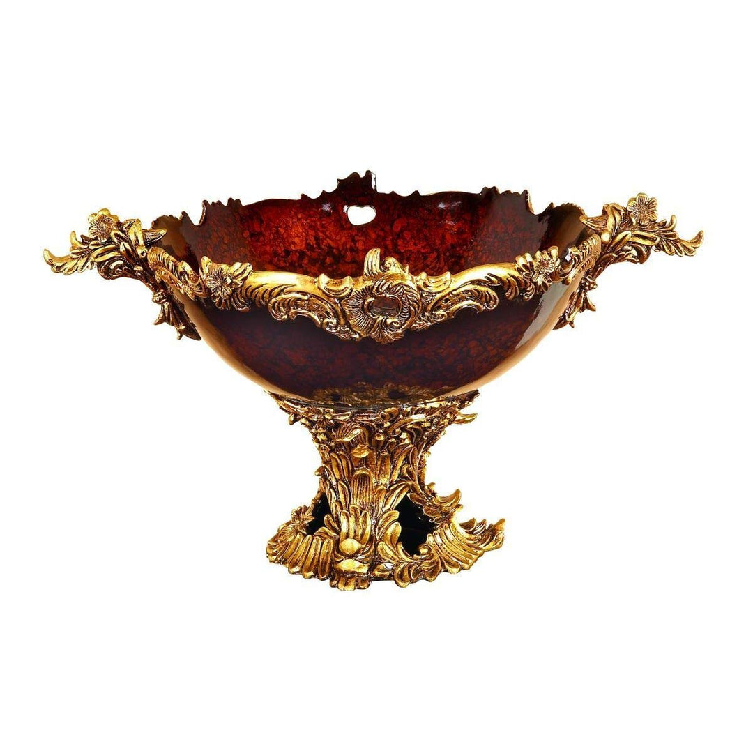Decorative Polystone Bowl Brown Gold Polyresin Stone