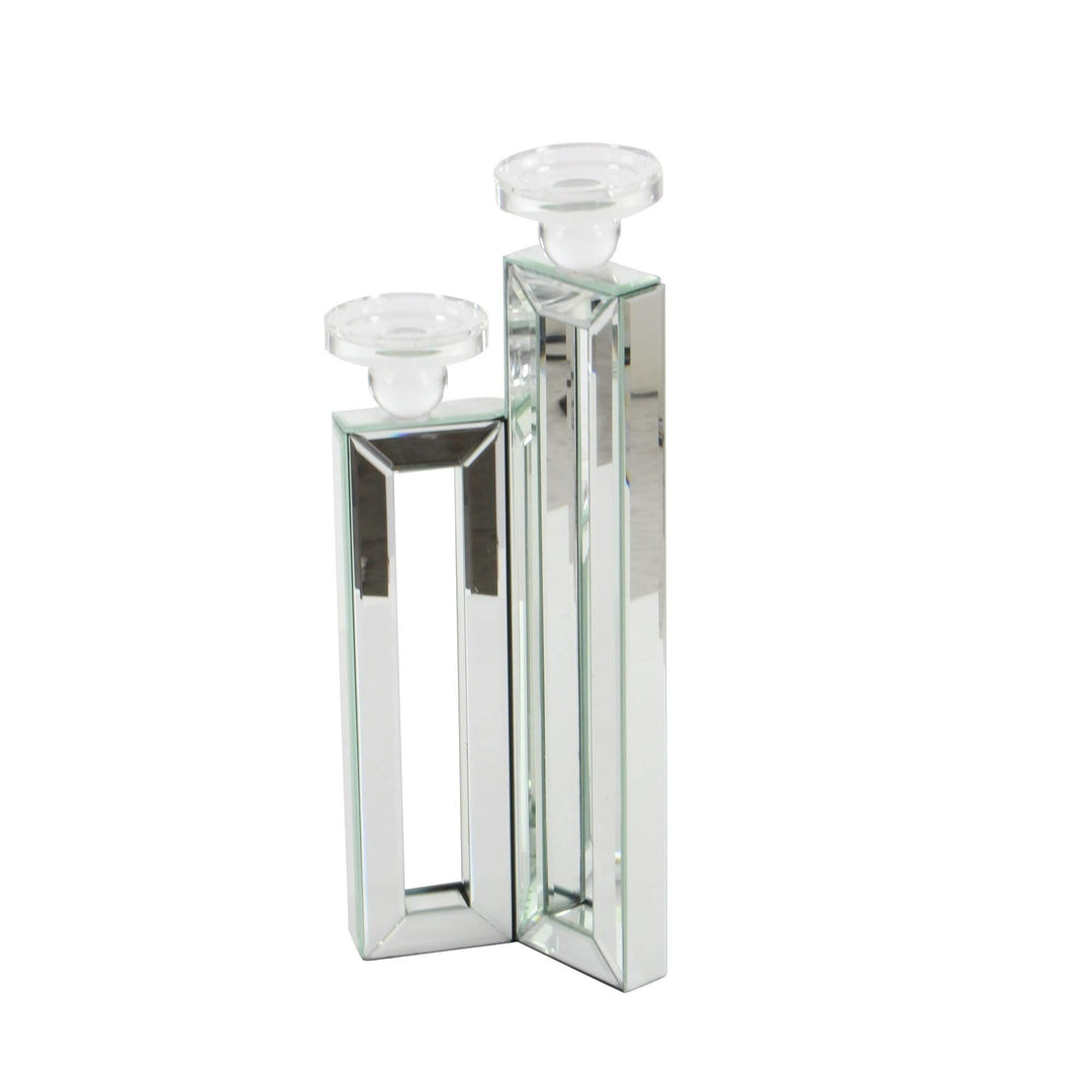Modern Reflections Mirrored 3-Candle Holder 21-inches High X 7-inches Wide Clear - Diamond Home USA