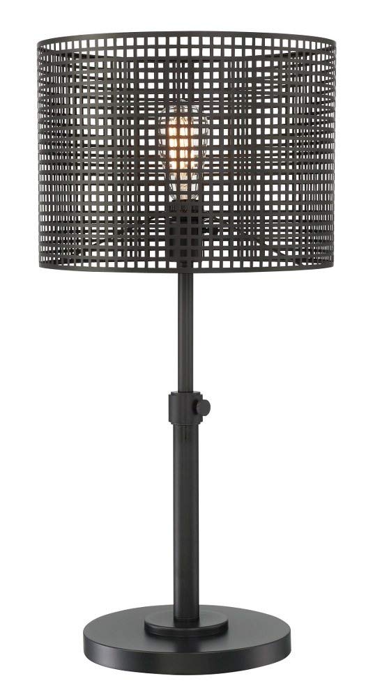 Lite Source Table LAMP Black/MESH Metal Shade E27 Vintage Bulb 60W LS-23017 - Diamond Home USA