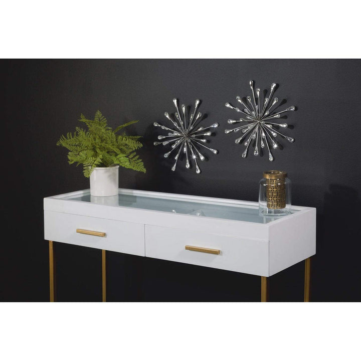 12.5" Dia Silver Starburst Metal/clear Beads Wall Art Clear Modern - Diamond Home USA