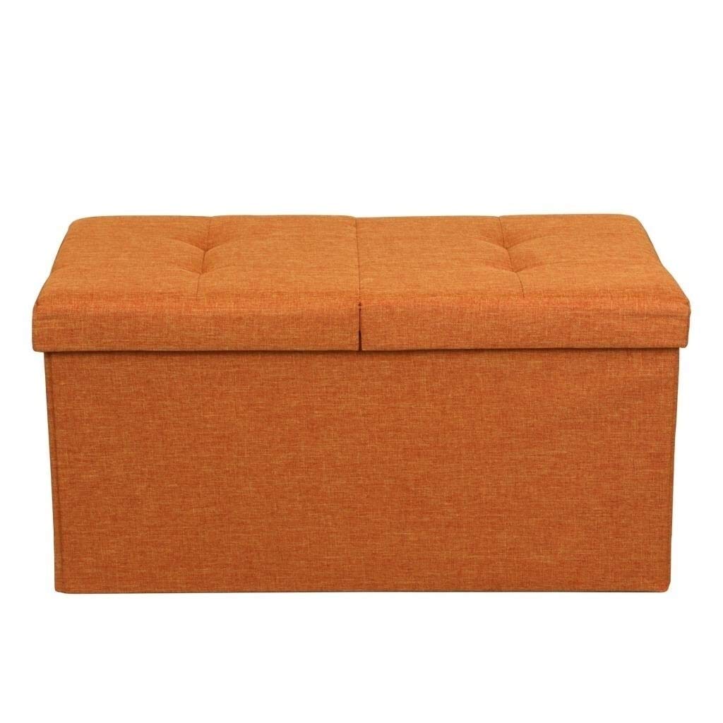 Storage Ottoman Bench 30 Inch Smart Lift Top Amber Orange - Solid Casual - Diamond Home USA