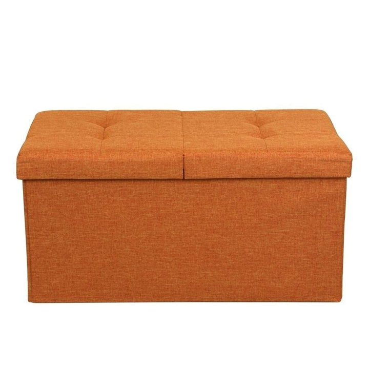 Storage Ottoman Bench 30 Inch Smart Lift Top Amber Orange - Solid Casual - Diamond Home USA