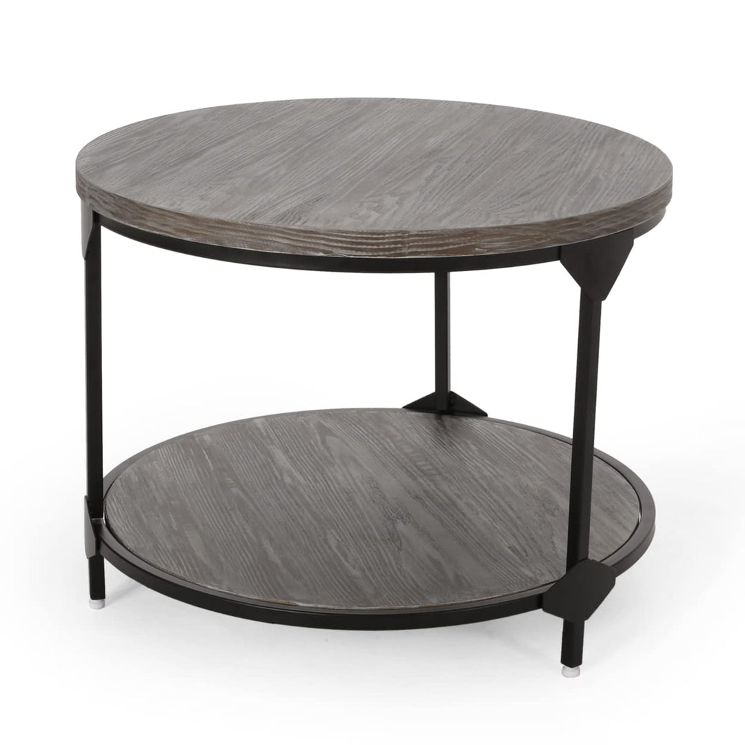 Christopher Knight Home Adeline Modern Industrial Round Coffee Table Gray Black - Diamond Home USA
