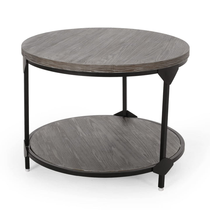 Christopher Knight Home Adeline Modern Industrial Round Coffee Table Gray Black - Diamond Home USA