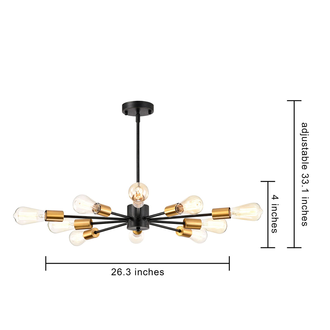 The Lighting Store Lorena Antique Black and Metallic Gold Sputnik 10-Light - Diamond Home USA