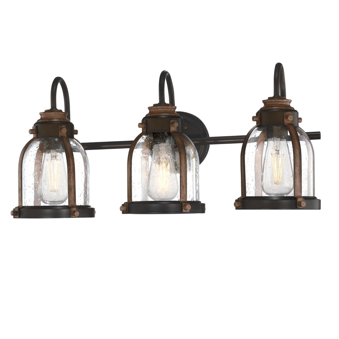 Three-light Oil-rubbed Bronze and Barnwood Indoor Wall Fixture Brown Farmhouse - Diamond Home USA