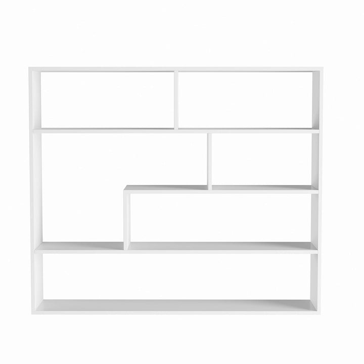 Large Rectangular White Shelf Unit Modern Contemporary MDF Matte Includes - Diamond Home USA