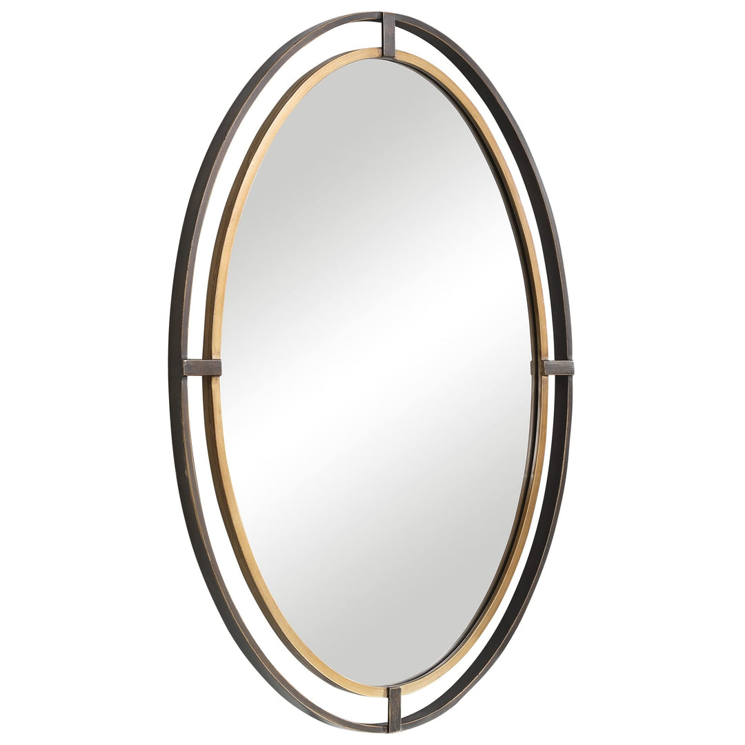 Rustic Bronze Framed Oval Mirror Brown Modern Contemporary - Diamond Home USA