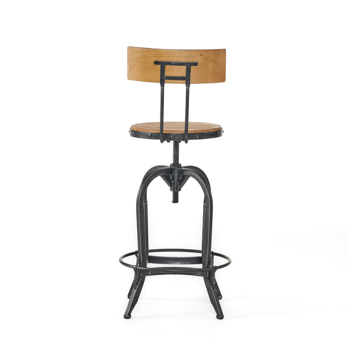 Christopher Knight Home Ximen Fir Wood Barstool with Backrest Naturally Antique - Diamond Home USA