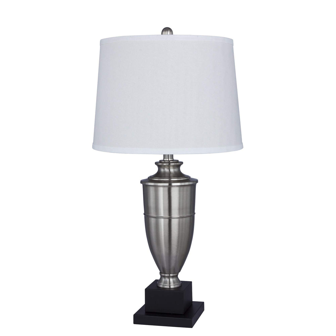 30 Inch Metal Table Lamp in Brushed Steel Grey Transitional