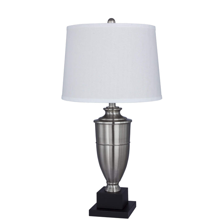 30 Inch Metal Table Lamp in Brushed Steel Grey Transitional