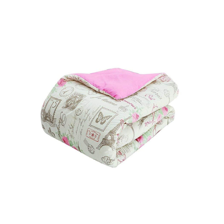 5 Piece Girls Off I Love Paris Comforter Set Romantic