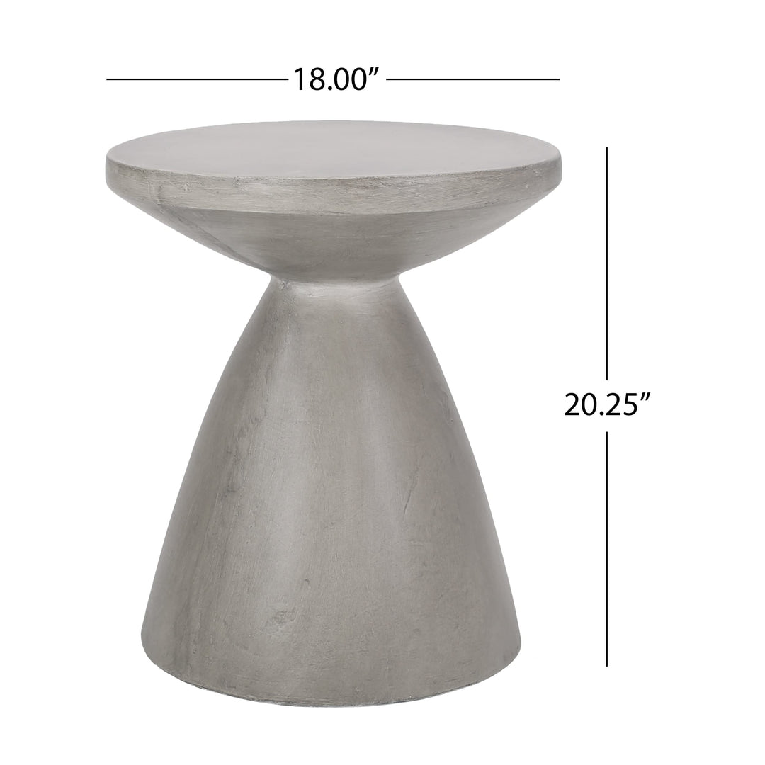 Outdoor Lightweight Concrete Side Table Grey Modern Contemporary Round Water - Diamond Home USA