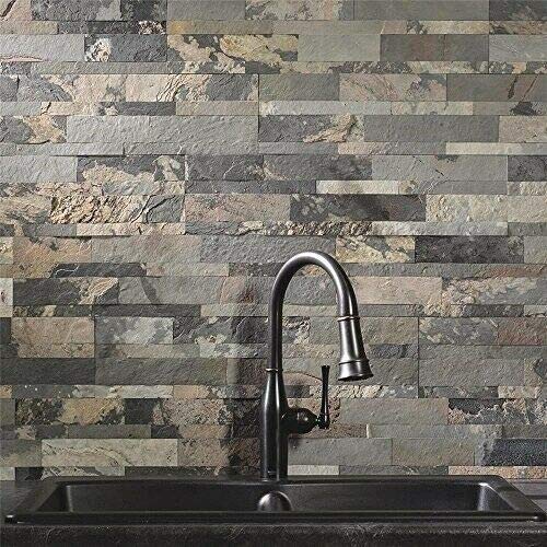 6 in. x 24 in. Natural Aspect Stone Backsplash Peel & Stick Medley Slate 6 x 24