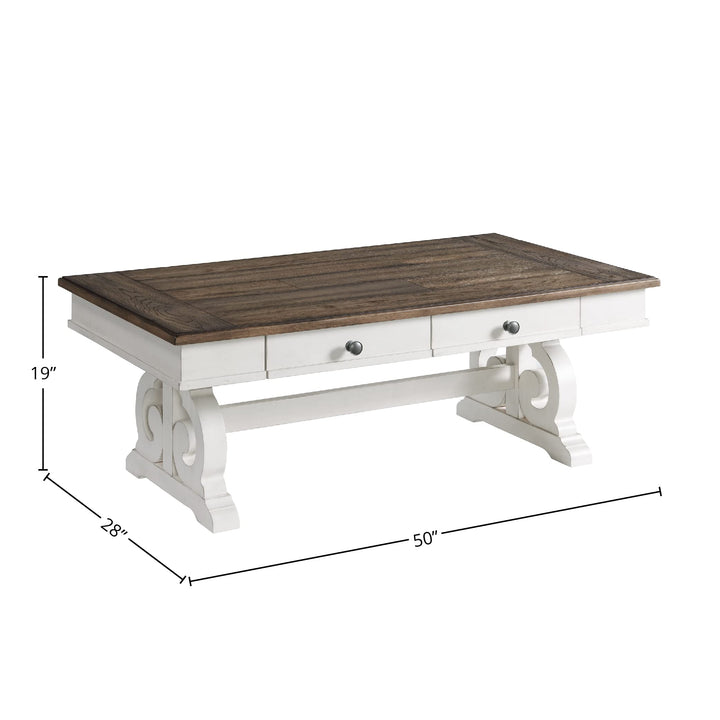 Intercon Drake Rustic White & French Oak Coffee Tables - Diamond Home USA