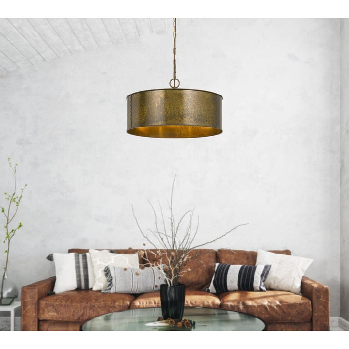 Cal 60W X 3 Rochefort Metal 3 Light Chandelier Distress Gold 7.00x20.00x20.00 - Diamond Home USA