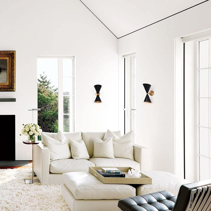 2-light Black Gold Up Down Cone Wall Sconce Mid-century Modern Contemporary - Diamond Home USA