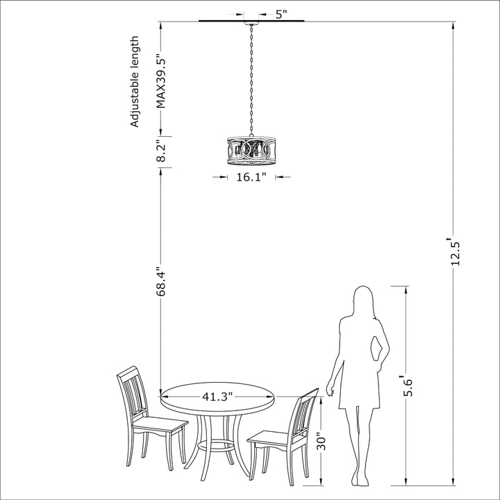 The Lighting Store Aurelia 5-Light Brushed Champagne Silver Metal Cage Drum - Diamond Home USA