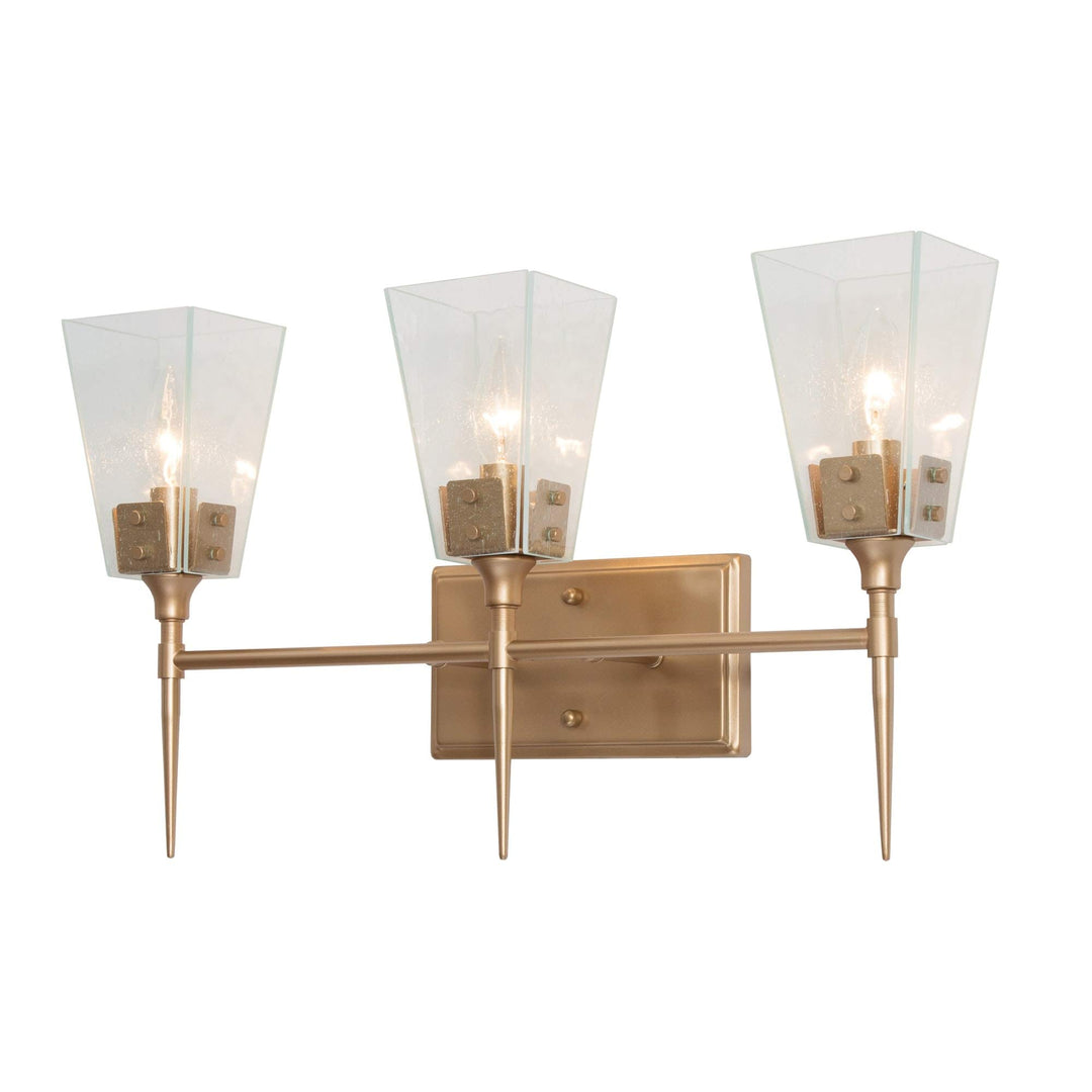 3-Light Gold Seeded Glass Bathroom Vanity Lighting Wall Sconces Lamp L21.2 X