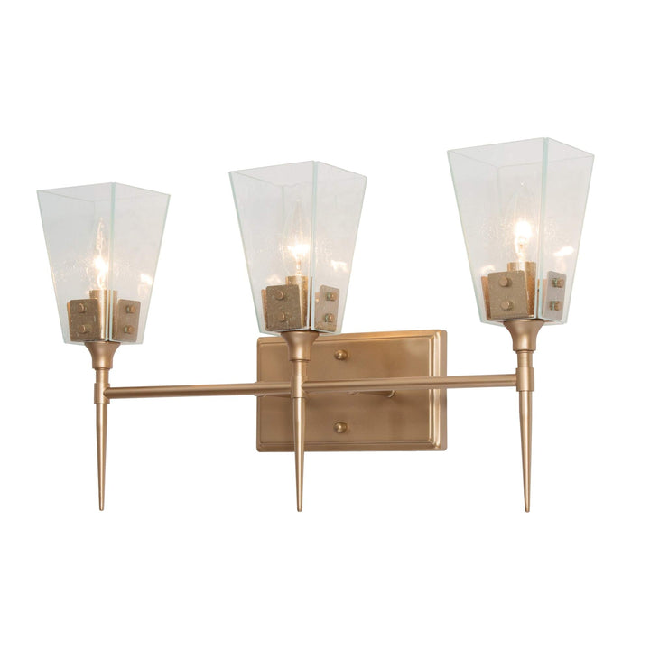 3-Light Gold Seeded Glass Bathroom Vanity Lighting Wall Sconces Lamp L21.2 X