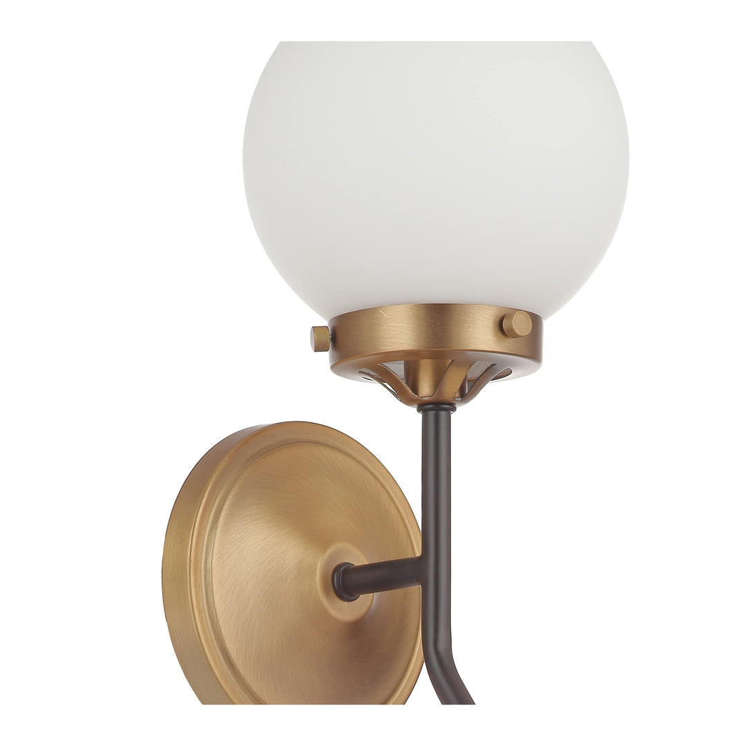 2 Light Aged Brass and Black Retro- Modern Vanity/Sconce Gold Mid-Century - Diamond Home USA