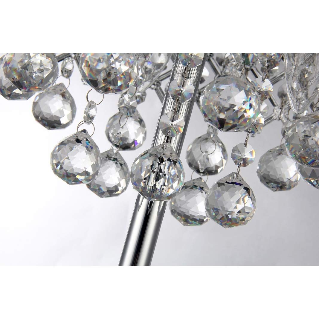 Chrome 3-Light Table Lamp with Crystal Bead Drum Shade Glam Dimmable - Diamond Home USA