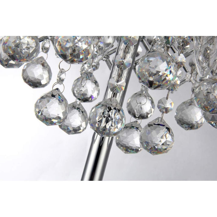 Chrome 3-Light Table Lamp with Crystal Bead Drum Shade Glam Dimmable - Diamond Home USA