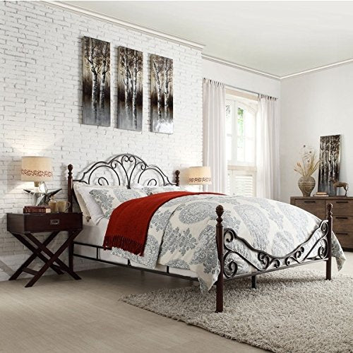 LeAnn Graceful Scroll Bronze Iron Bed Frame (King) - Diamond Home USA