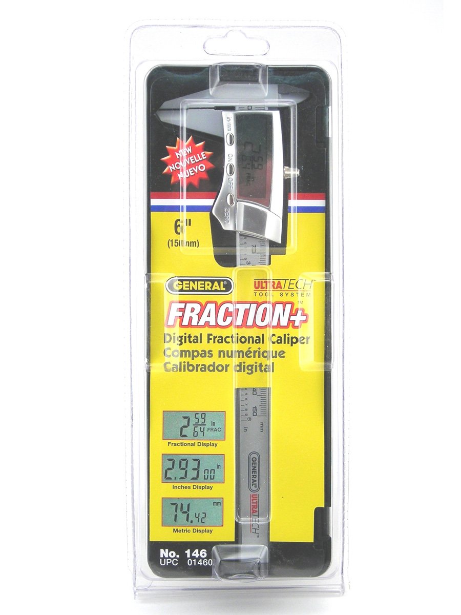General Tools 146 Fraction Plus Digital Fractional Caliper Carbon Fiber 6-Inch - Diamond Home USA