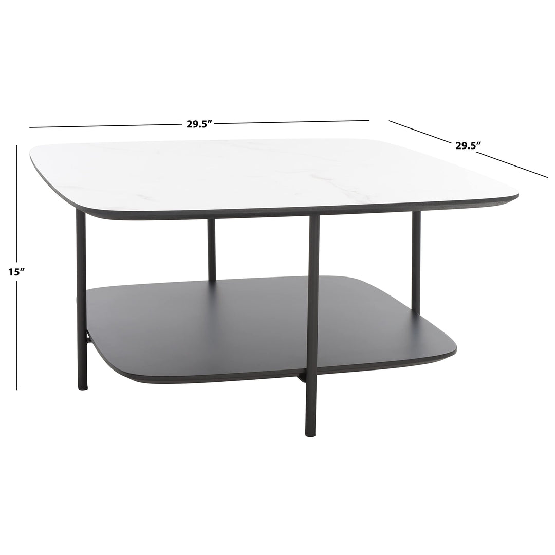 Modern 2-Tier Square Coffee Table 30 in. W X D 15 H Black White Contemporary - Diamond Home USA