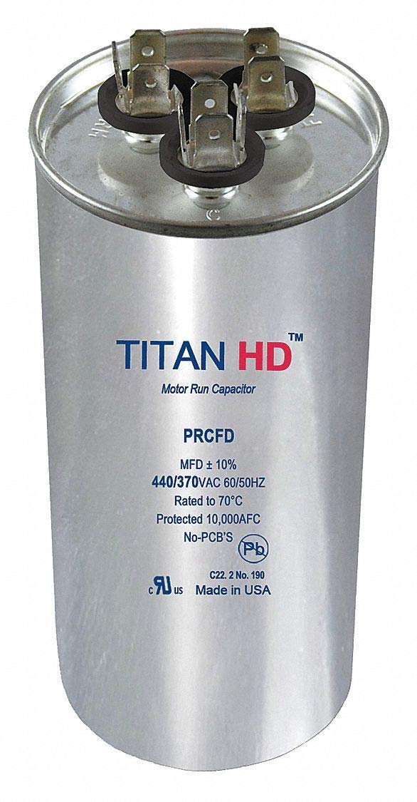 Titan Hd Round Motor Dual Run Capacitor 40/3 Microfarad Rating 440VAC Voltage