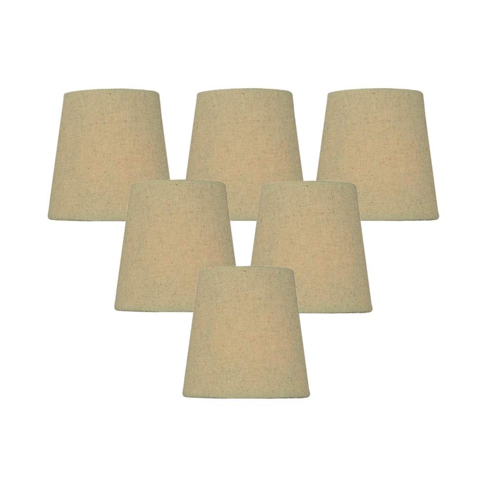 Set Of 6 Chandelier Sand Linen Clip-on Lampshade 3x4x4 Brown Modern Contemporary
