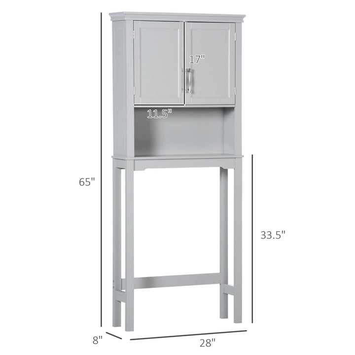 Modern Over The Toilet Storage Cabinet Double Door Bathroom Organizer Grey - Diamond Home USA