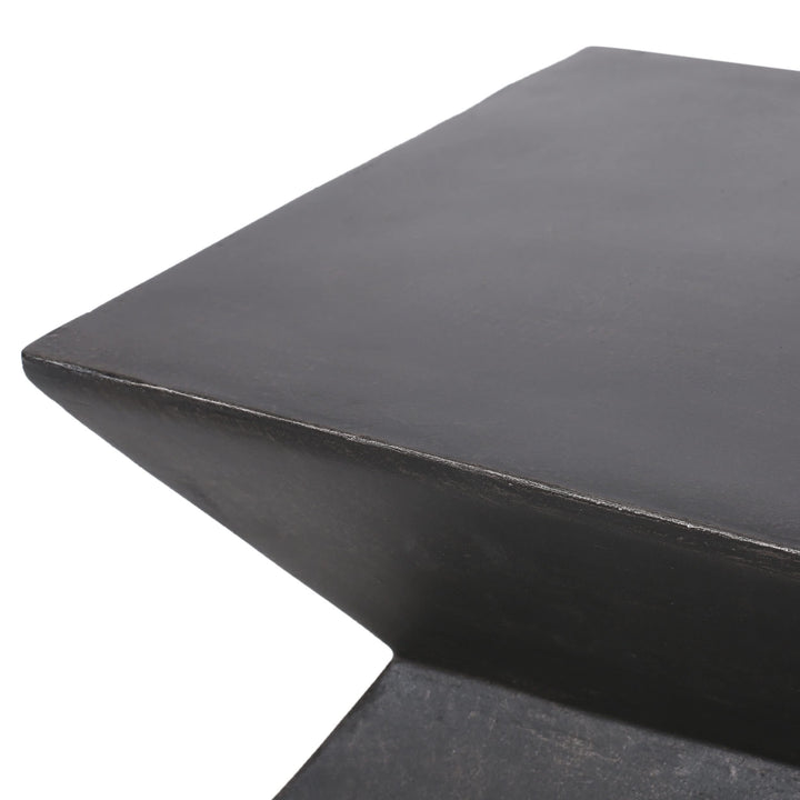 Outdoor Lightweight Concrete Side Table Black Modern Contemporary Square Antique - Diamond Home USA