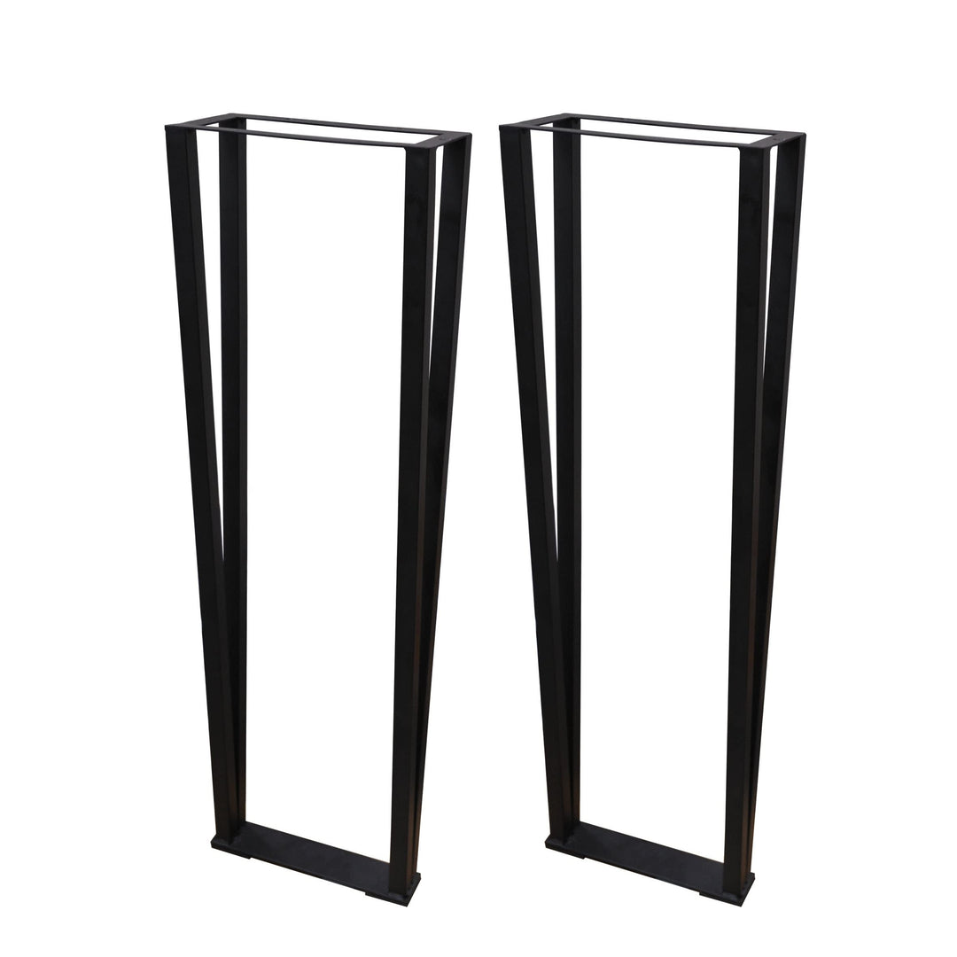Flat Iron Table Leg 30" 2pcs Set Black Western Metal Finish Handmade - Diamond Home USA