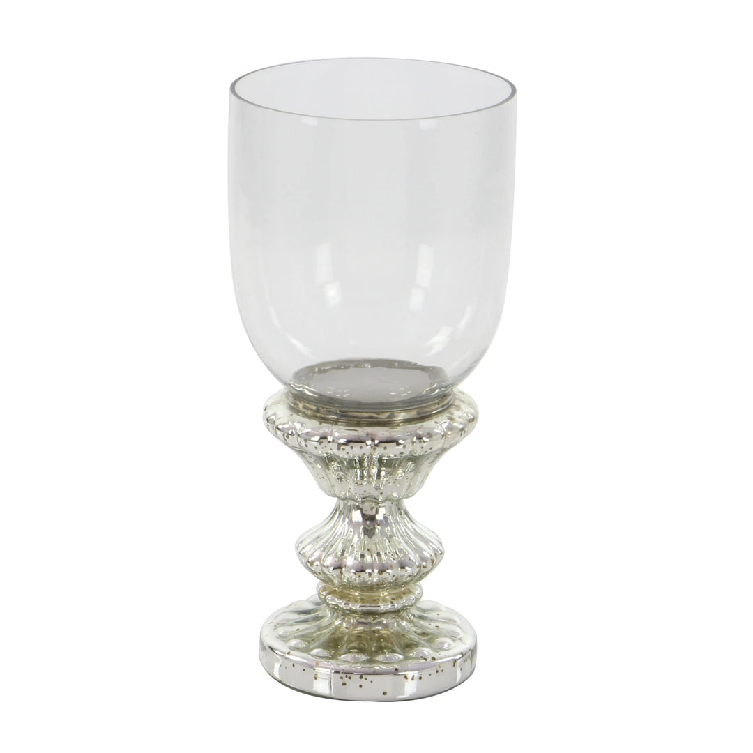 Silver Glass Traditional Hurricane Lamp 14 X 7 Finish - Diamond Home USA