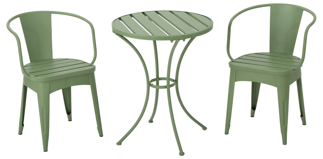 Christopher Knight Home Colmar Outdoor Iron Bistro Set 3-Pcs Set Matte Green