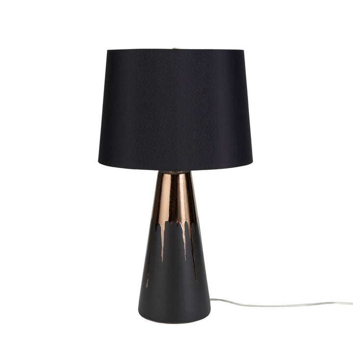 Nourison 27" Black & Gold Paint Drip Ceramic Table Lamp for Bedroom Living - Diamond Home USA