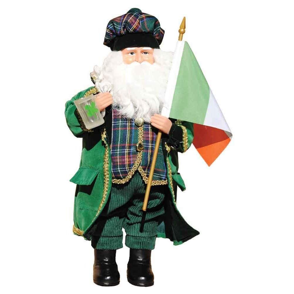 15" Irish Santa Figurine Multi Color Wood