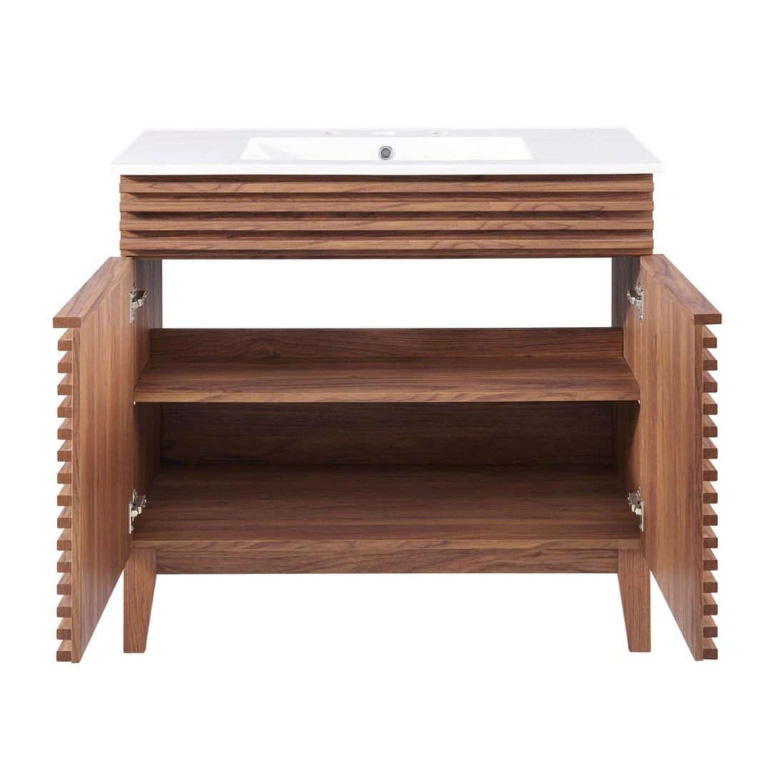 Modway Render 36" Bathroom Vanity in Walnut White - Diamond Home USA