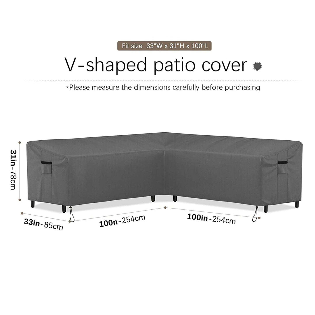 V Shaped Patio Couch Cover Waterproof Heavy Duty Furniture Sectional Sofa with 100"x100"x33.5"(V-Shaped) - Diamond Home USA