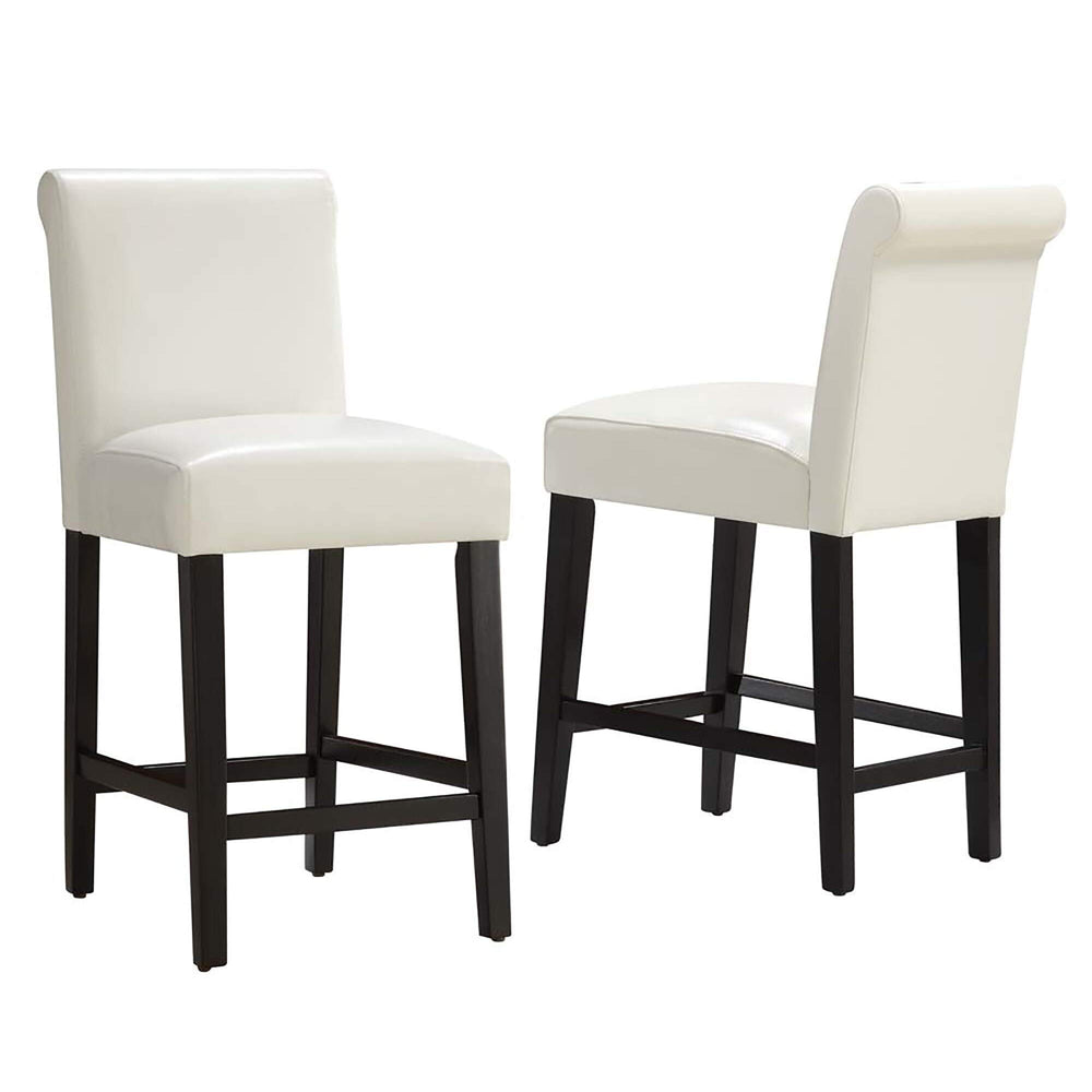 White Faux Leather 24-inch Counter Height High Back Stools (Set of 2) Bold - Diamond Home USA