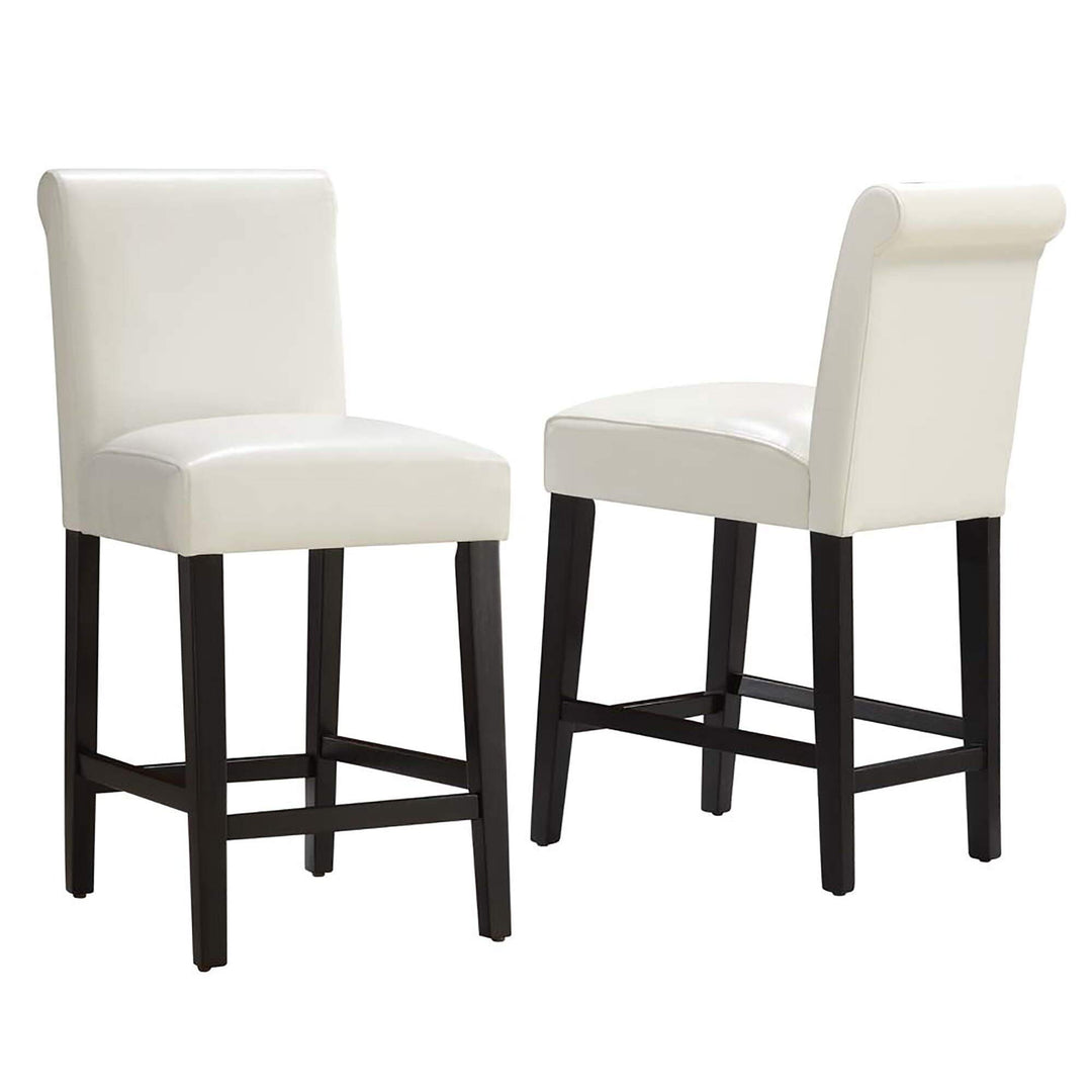 White Faux Leather 24-inch Counter Height High Back Stools (Set of 2) Bold - Diamond Home USA