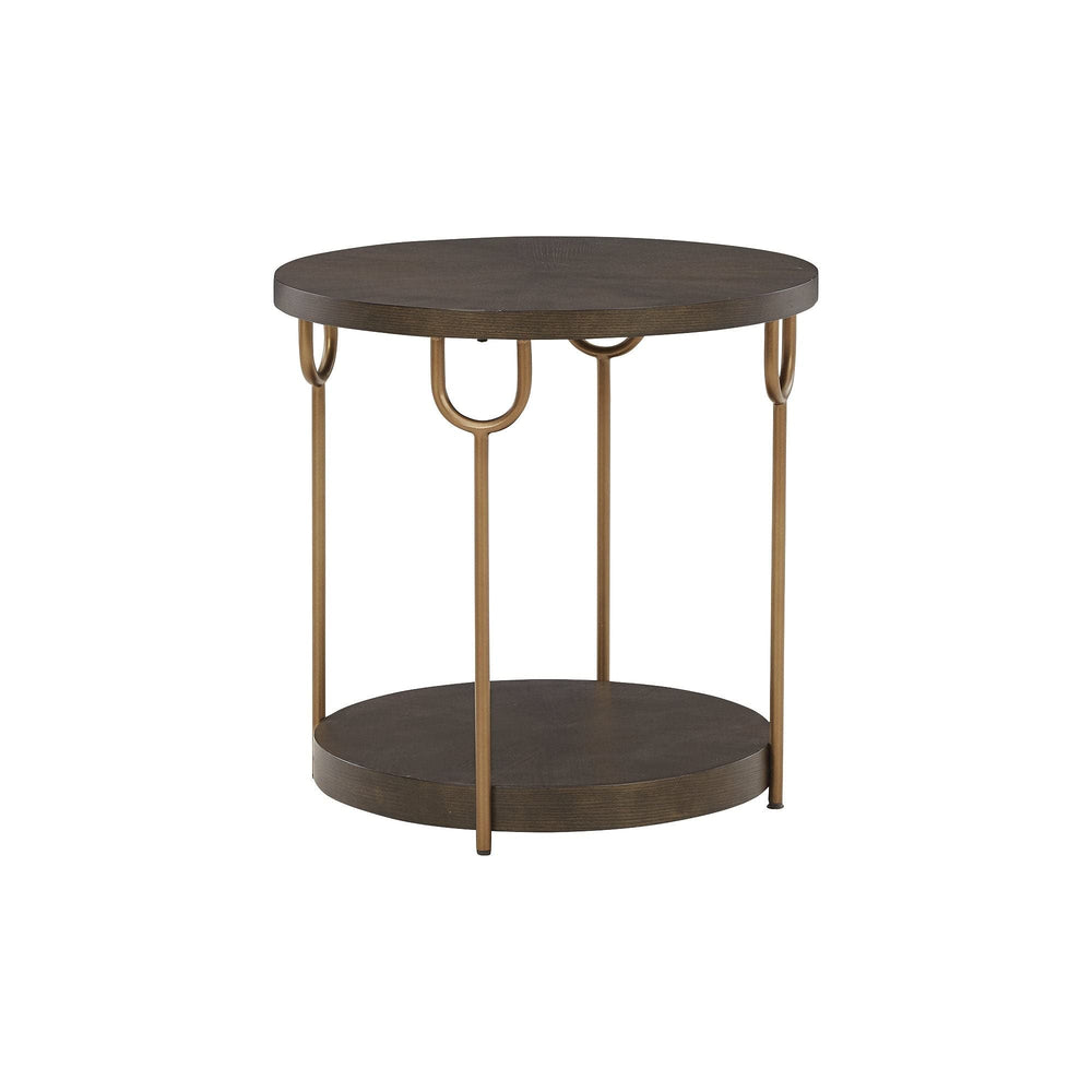 Dark Brown/Gold Finish Round End Table 24" w X 24" d 24" h Brown Modern - Diamond Home USA
