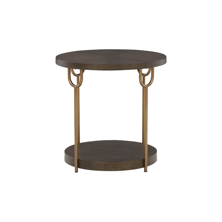 Dark Brown/Gold Finish Round End Table 24" w X 24" d 24" h Brown Modern - Diamond Home USA