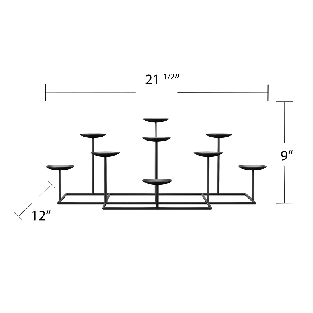 SEI Furniture 9 Candle Wrought Iron Candelabra Matte Black - Diamond Home USA