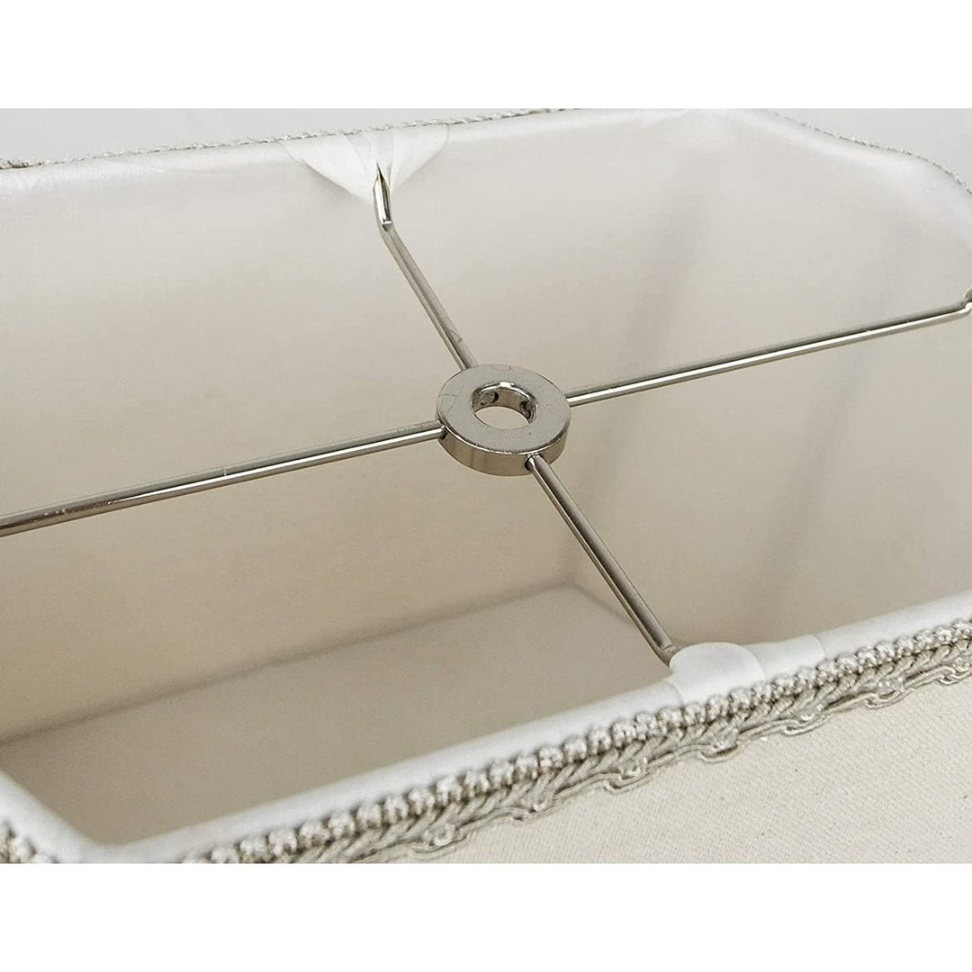 Bell Rectangle Cut Corner Linen Lampshade With Lace Trim 10/6x14/10x10 - Diamond Home USA