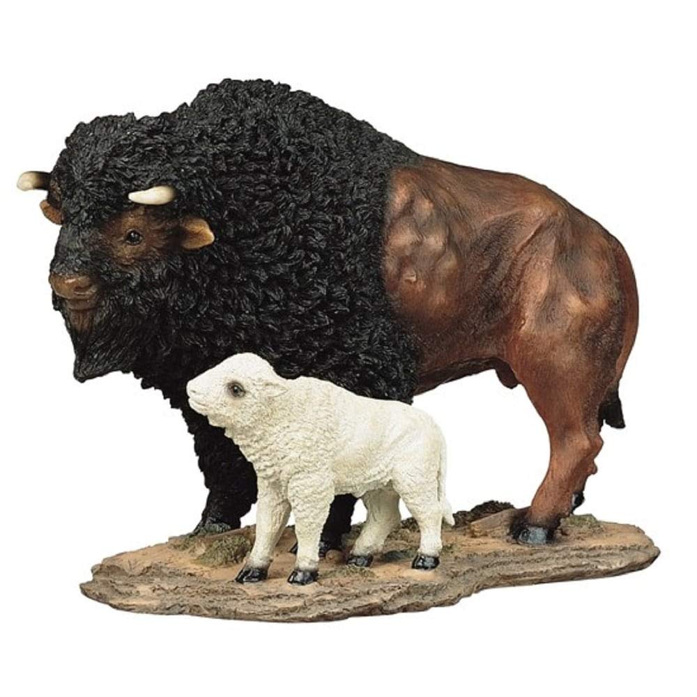 7" h Wild Animal Collection Standing Buffalo with Baby Figurine Brown Animals